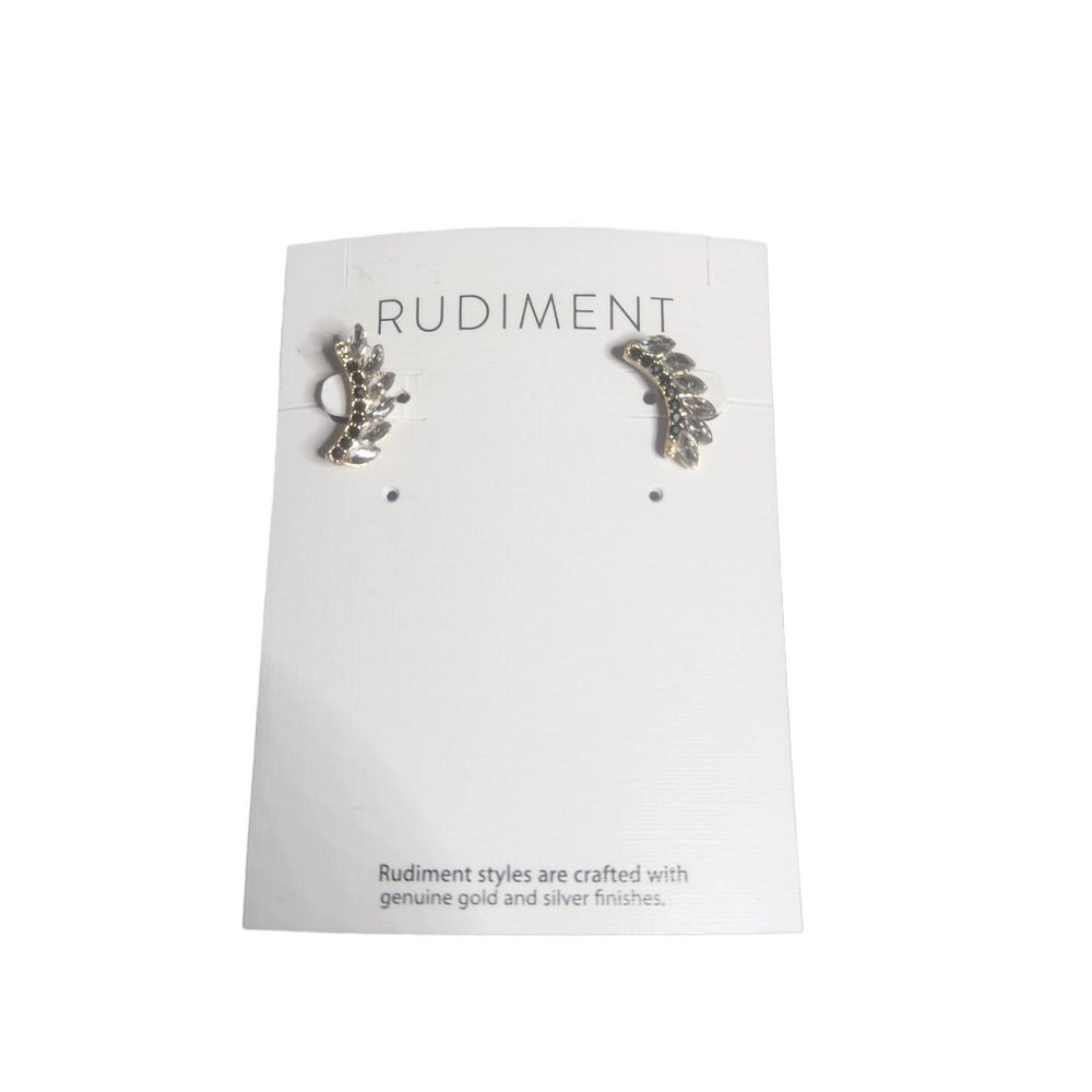 Rudiment Black and Clear Crystal Cascade Gold Plate Earrings